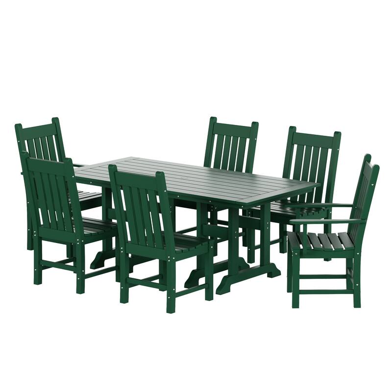 Laguna Hdpe All Weather Outdoor Patio Dining Set with Rectangle Table, Side Chairs (7-Piece Set)
