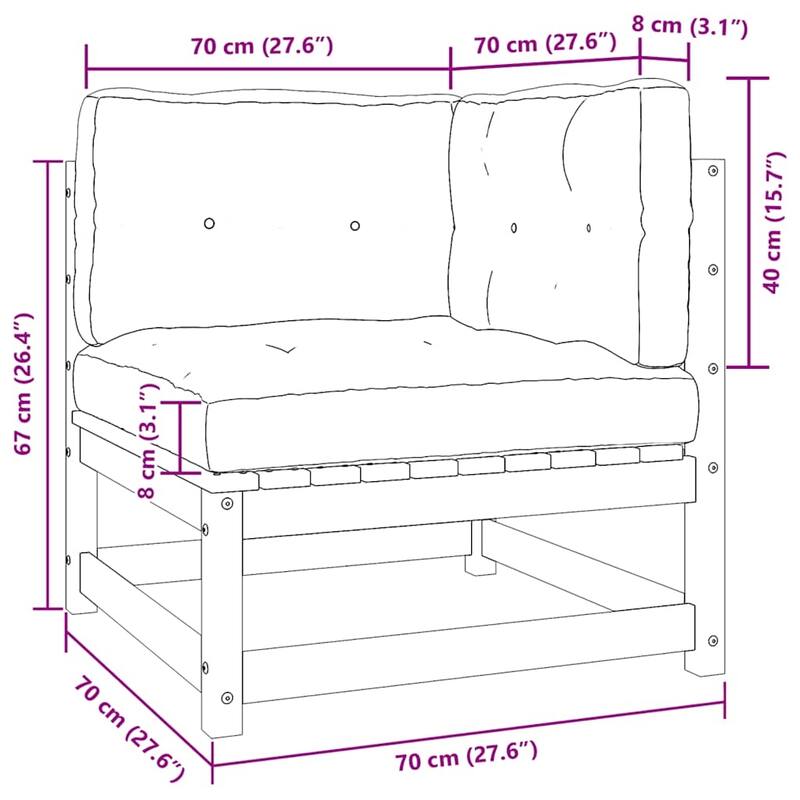 vidaXL Patio Furniture Outdoor Sectional Set with Cushions Solid Wood Pine