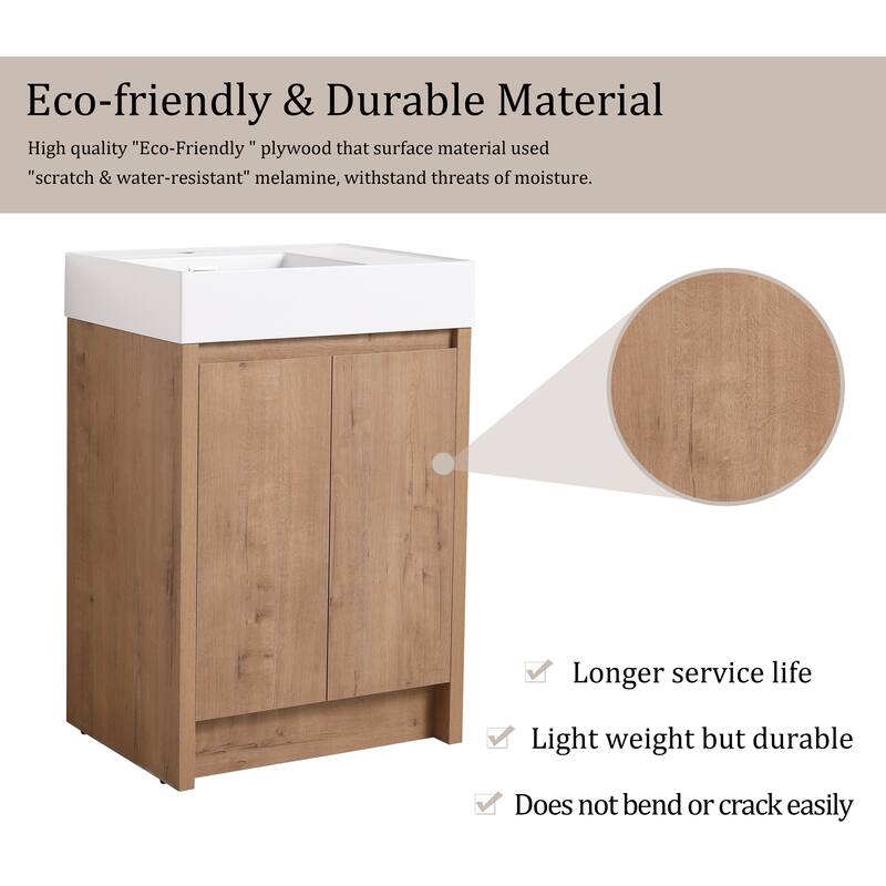 Beingnext 24"/30"/48"/60" Bathroom Vanity with Sink, Freestanding Bathroom Vanity with Soft Close Door and Shelf