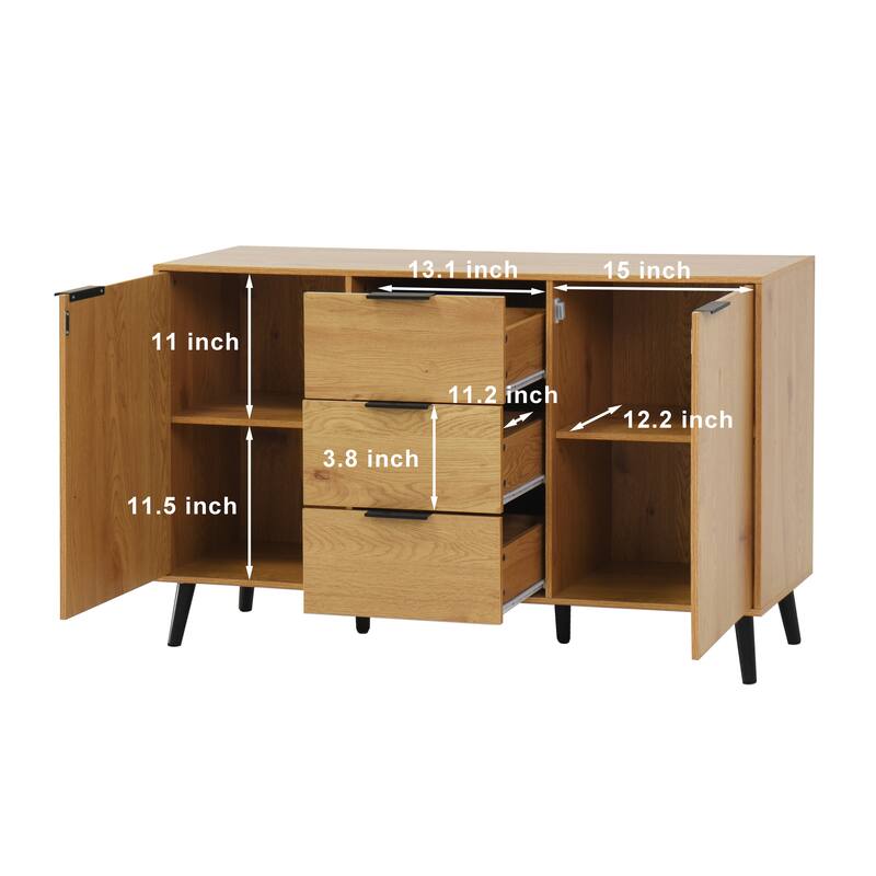 47.2" Kitchen Buffet Sideboard Cabinet with Storage, Coffee Bar Cabinet with 3 Drawers and 2 Doors for Dining Room