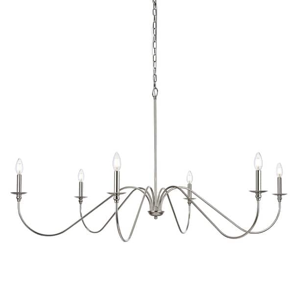 slide 2 of 11, Elegant Lighting LD5056D54 Rohan 6 Light 54" Wide Taper Candle Style Polished Nickel