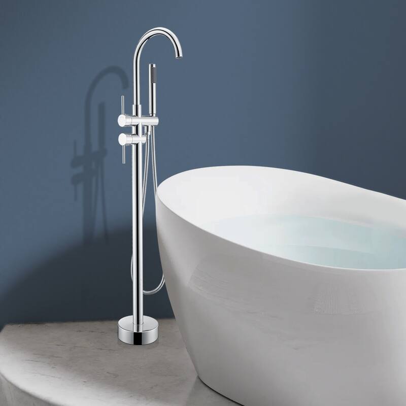 Topcraft Floor Mounted Bathtub Filler with Handheld Showerhead