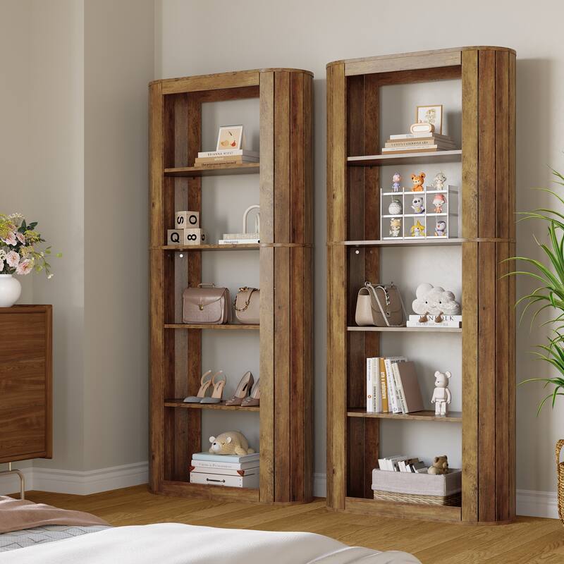 70.9" Tall Bookcase, 5-Tier Floor Standing Open Bookshelves Storage Cabinet, Brown - Large