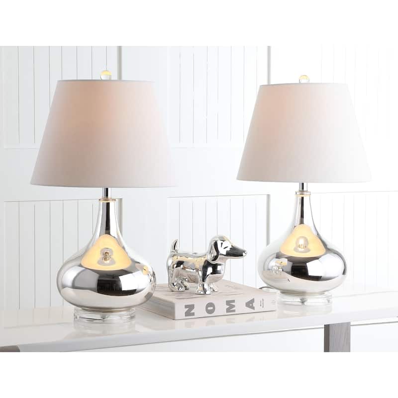 SAFAVIEH Lighting Shanda 24-inch Gourd Glass White Table Lamp (Set of 2) - 14"x14"x24" - 14Wx14Dx24H