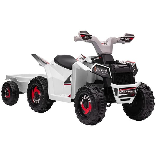 slide 2 of 10, Electric ATV with Back Trailer for Toddlers, Safe 6V Ride-On Car with Rugged Wheels, Foot Pedal Control, and Realistic Design