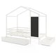 preview thumbnail 2 of 18, Kids House-Shaped Twin Size Bed with 2 Large Drawers with Blackboard