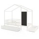 preview thumbnail 4 of 18, Kids House-Shaped Twin Size Bed with 2 Large Drawers with Blackboard