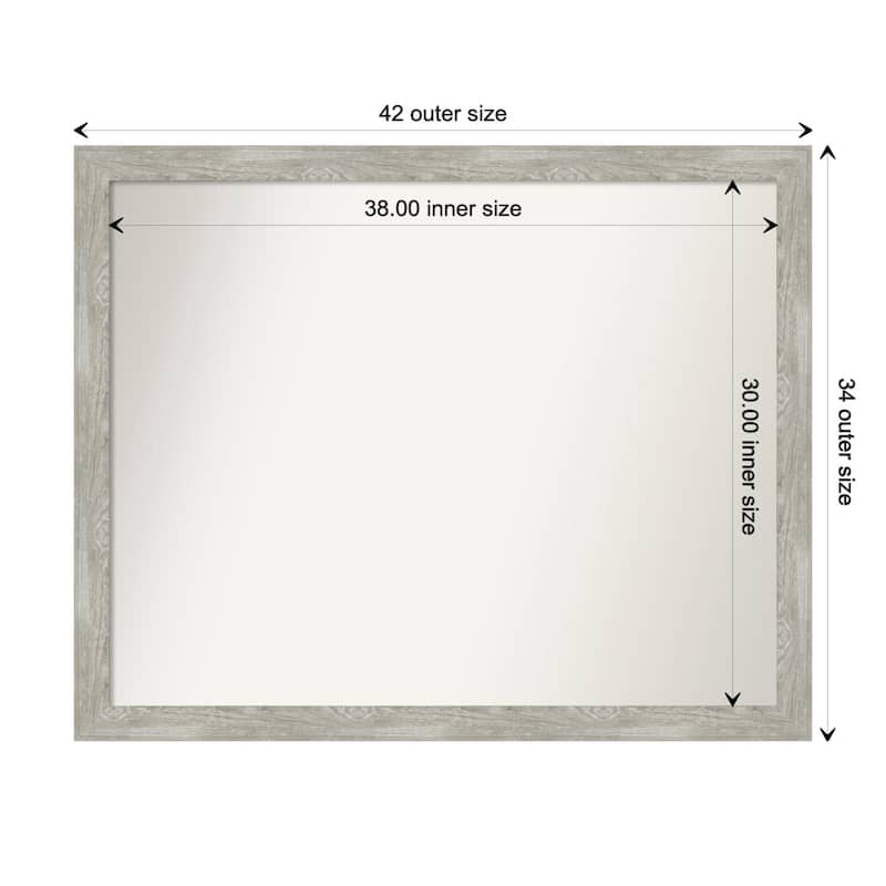 Dove Greywash Narrow Framed Non-Beveled Custom Wall Mirror, Bathroom Vanity Mirror - Outer Size: 41.5 x 33.5