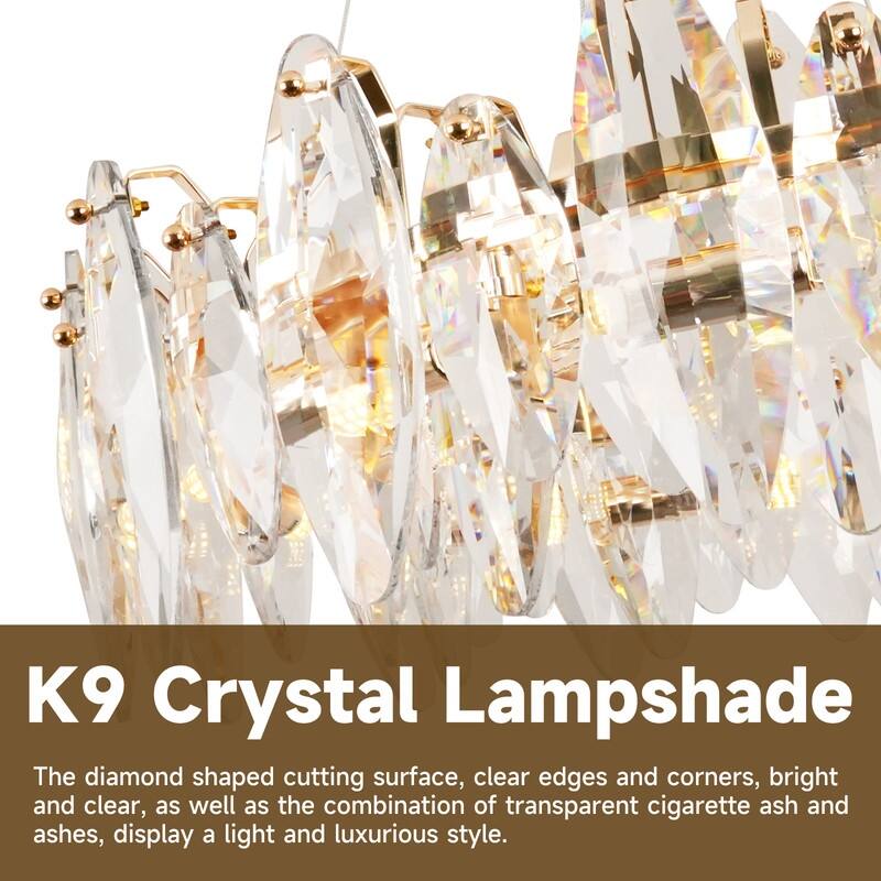 23.6 in. Crystal Raindrop Chandelier, 12-Light Luxury K9 Crystal Pendant light for Dining Room, Kitchen island