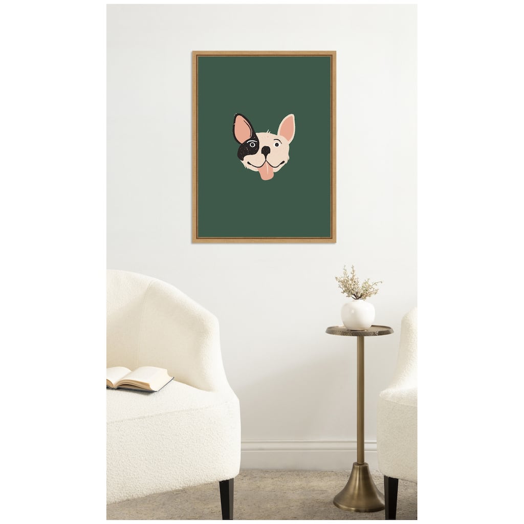 Kate and Laurel French Bulldog Whimsical Dog Lover by Laura Moss Framed Canvas Wall Art Print