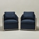 preview thumbnail 151 of 165, KINWELL 31"W Oak Frame Upholstered Swivel Barrel Armchair Set of 2 - Indigo Fabric