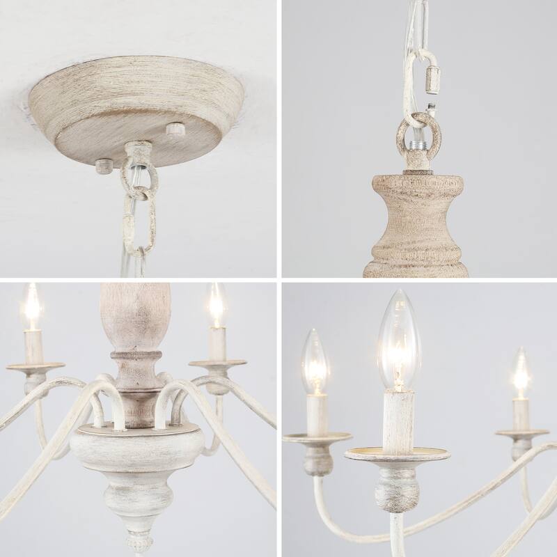 6-Light Dimmable Classic Chandelier, Candle Style Chandelier for Living Room Kitchen Island Dining Foyer