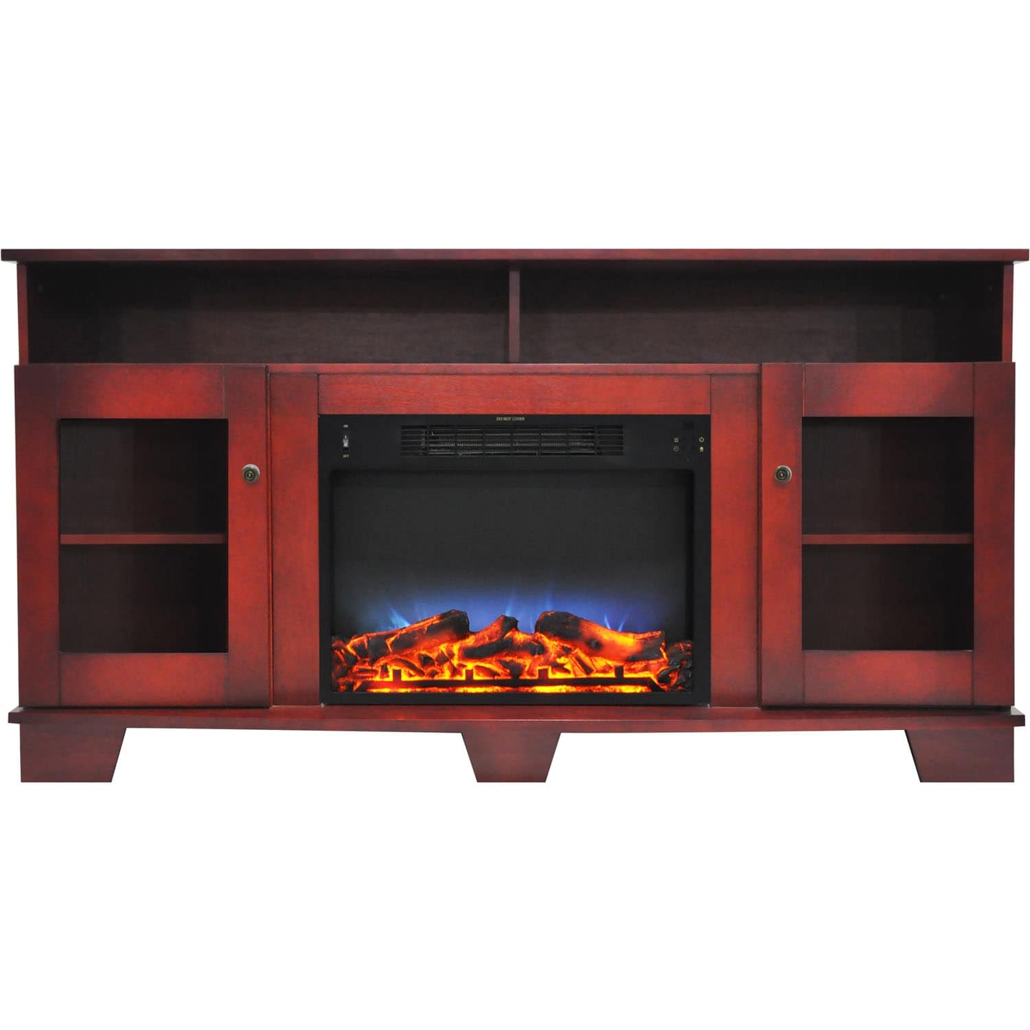 Cambridge Savona 59 In. Electric Fireplace in Cherry with Entertainment Stand and Multi-Color LED Flame Display