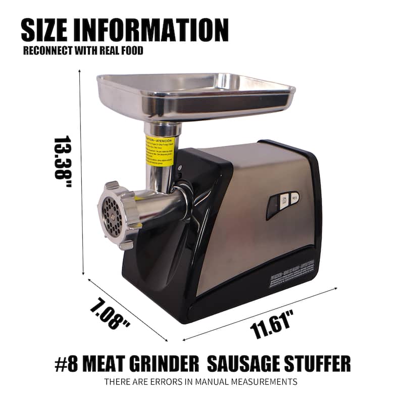 Anmytek Heavy Duty Stainless Steel Electric Meat Grinder with Sausage Stuffer 570 Watt - 13.38 in×11.61 in×7.08 in