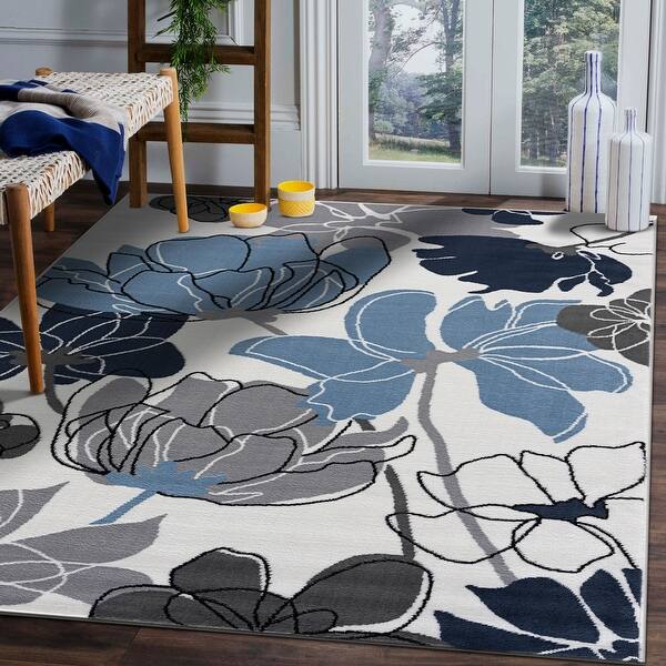 Beverly Rug Modern Multicolor Floral Indoor Area Rug with Jute Backing Bed Bath & Beyond