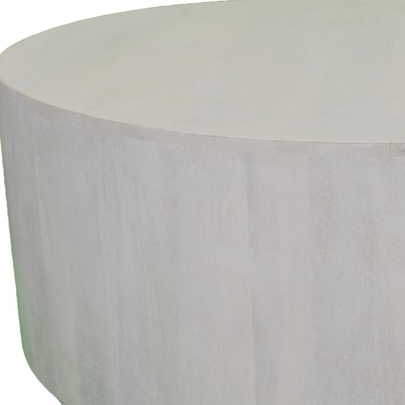 HomeRoots42" Rustic White Solid Wood Round Distressed Coffee Table - 42