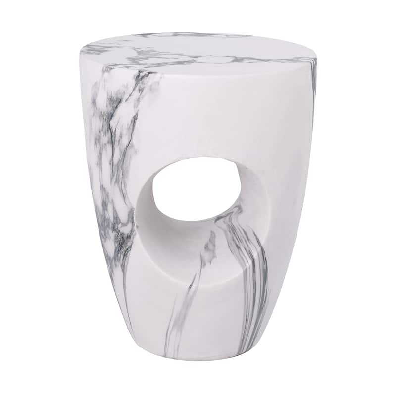 Christopher Knight Home - Modern Indoor/Outdoor 19.29"H MgO Accent Side End Table with Sculptural Cutout & Marble Finish