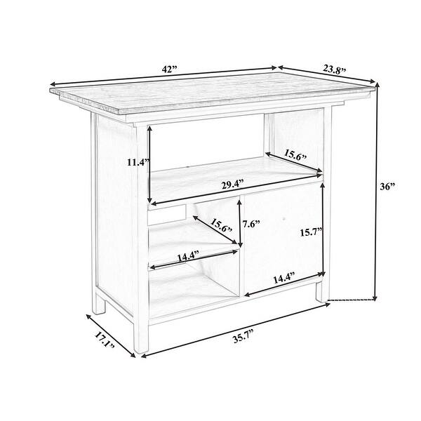 Counter Height Wooden Dining Table with Storage and Shelves