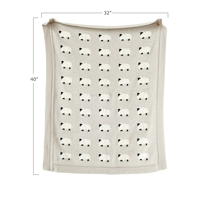 Grey Cotton Knit Sheep Blanket