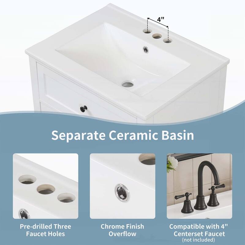 Freestanding Vanity Set with 3 Drawers,Adjustable Shelf