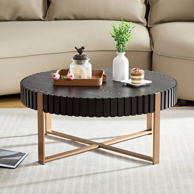 Center Table Tea & Coffee Table Dining Table Drum Table - Matt Black