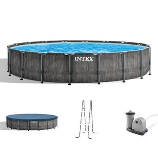 Intex Greywood Prism Frame 18'x48" Round Above Ground Outdoor Swimming Pool Set - 208.3