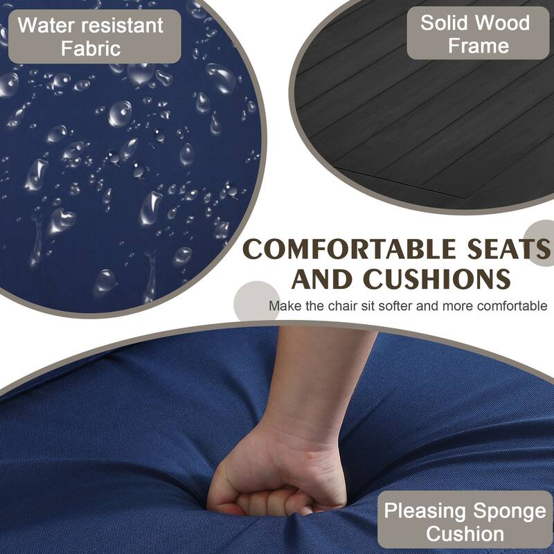 Outdoor Wood Cushion Loveseat with Side Table