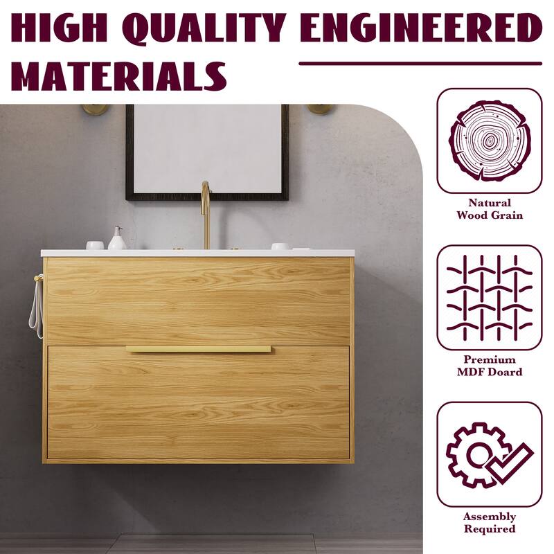 Stylish 36-Inch Bathroom Vanity with Sink and Hidden Side Cabinet for Modern Spaces
