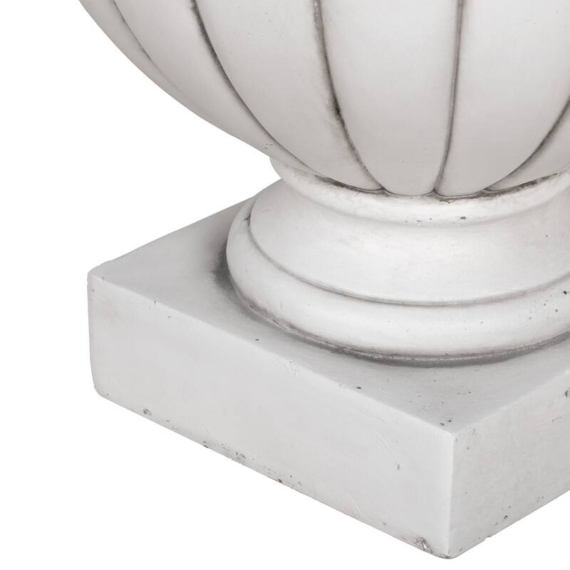 Christopher Knight Home - 23.03"H Classical Scalloped Lightweight Concrete Pedestal Urn Planter for Garden & Front Porch