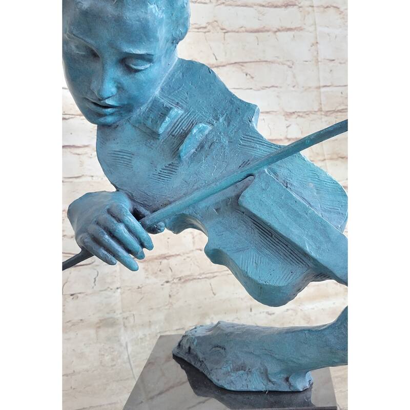 Signed Original Artwork By Milo Female Girl Lady Violin Player Bronze Sculpture