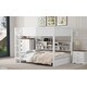 preview thumbnail 6 of 32, Queen over Queen Size Solid Wood Bunk Bed with Storage Cabinets and USB Ports