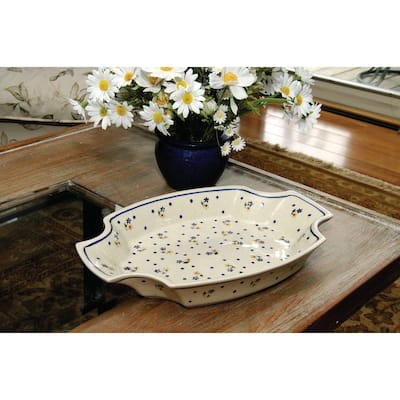 Blue Rose Polish Pottery 1208 Zaklady Large Serving Tray