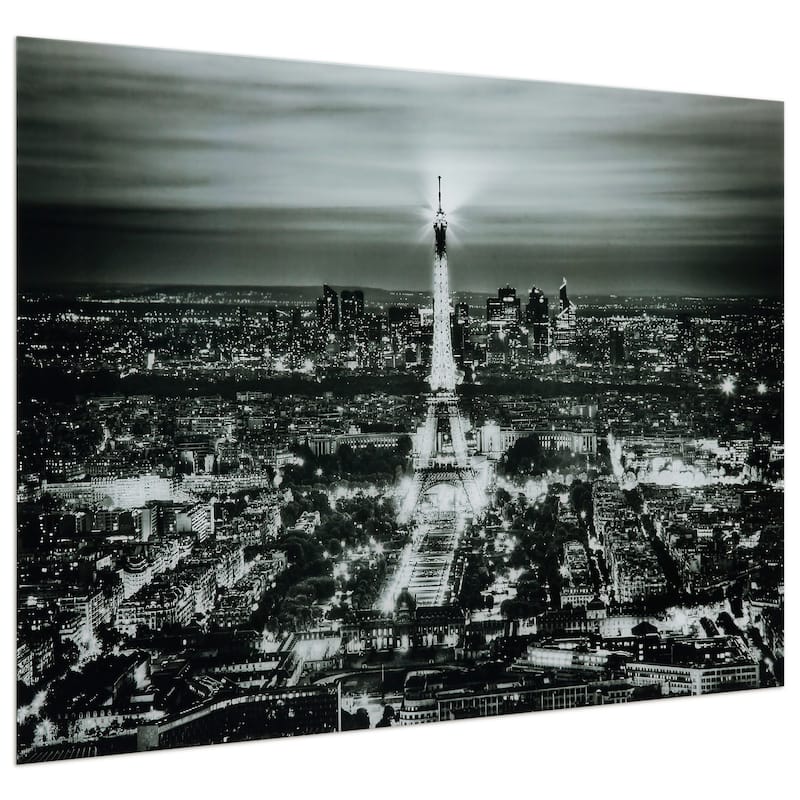 "Paris Night" Frameless Free Floating Tempered Glass Panel Graphic Wall Art