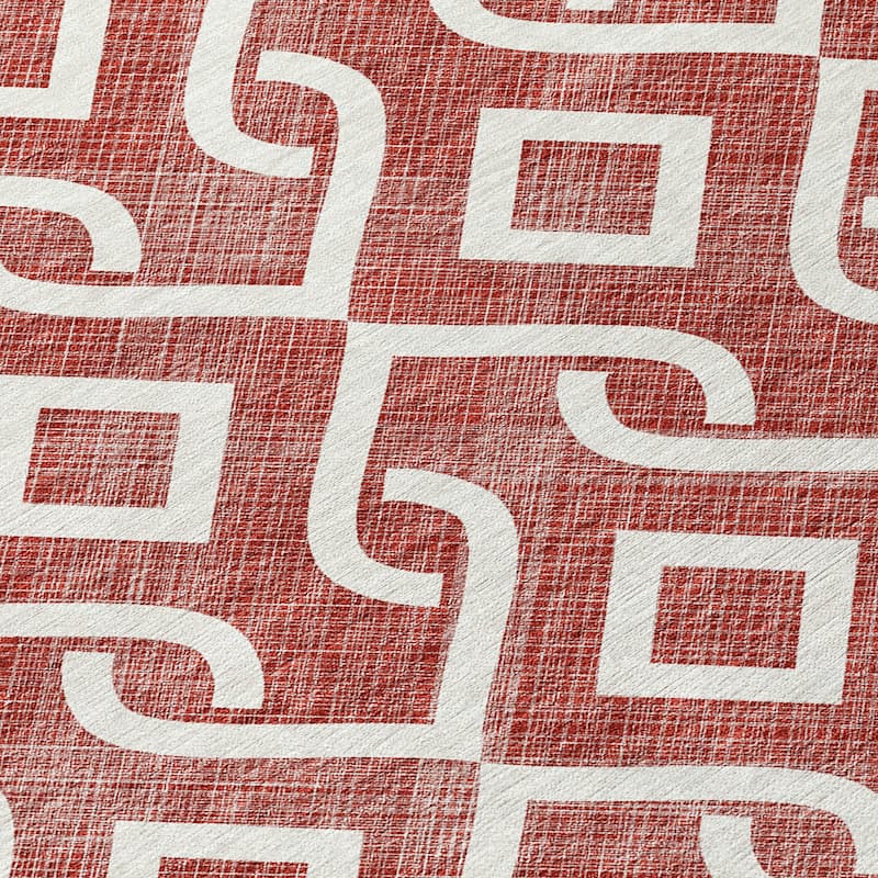 Machine Washable Indoor/ Outdoor Chantille Trellis Scroll Rug