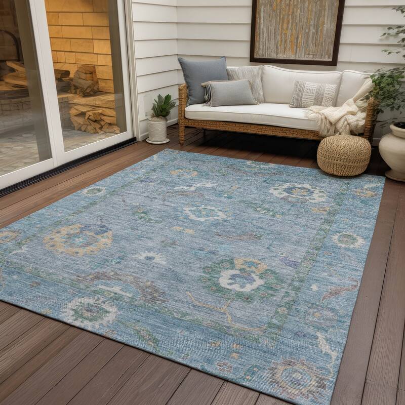 Machine Washable Indoor/ Outdoor Traditional Boho Chantille Rug