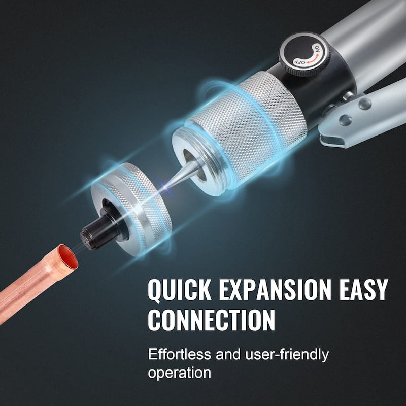 Hydraulic Tube Expander, 3/8" to 1-1/8" OD, HAVC Hydraulic Swaging Tool with 7 Pipe Expander Heads, Deburring Tool