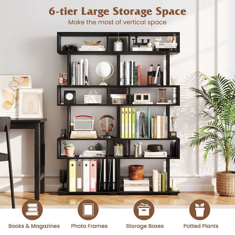 Costway 1 PCS Bookcase 6-Tier Bookshelf with Anti-Tipping Kit - See Details