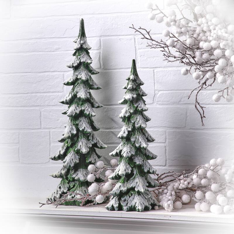 15" Resin Frosted Snow Tree