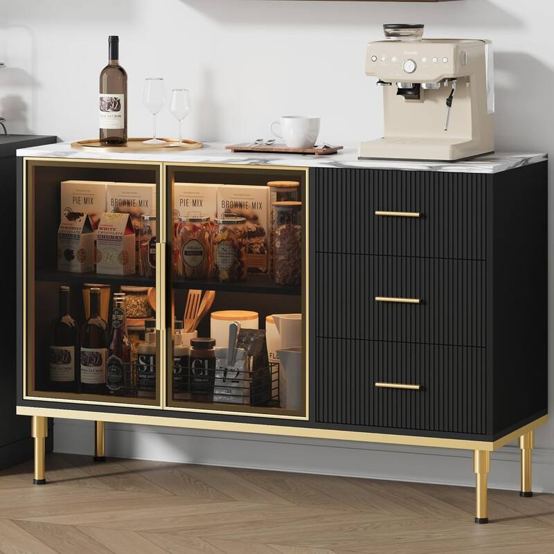 Buffet Sideboard Cabinet with Storage - Black