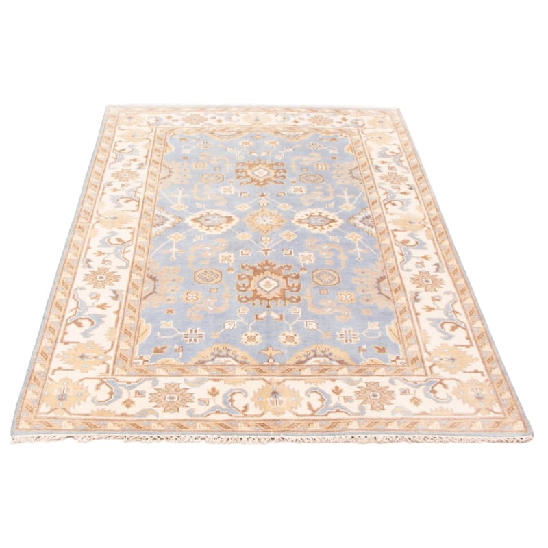 ECARPETGALLERY Hand-knotted Royal Oushak Light Blue Wool Rug - 6'2 x 8'10