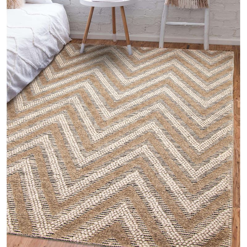 ECARPETGALLERY Braid weave Sienna Brown Wool Rug - 5'0 x 7'7