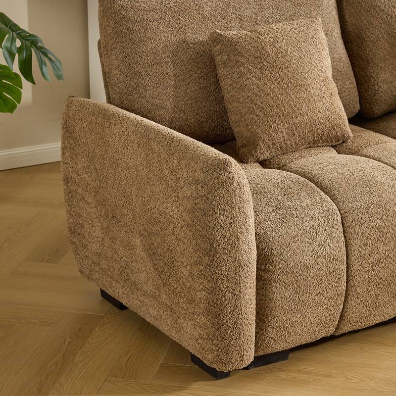 American Tufed Boucle Sofa with Ottoman - 3 Seat 1 Ottoman