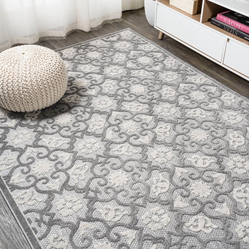 JONATHAN Y Crisantemo Tile Trellis High-Low Indoor/Outdoor Area Rug