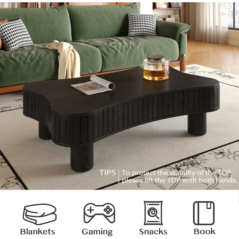 Lift Top Coffee Table for Living Room 42" - Fluted Panel Hidden Storage