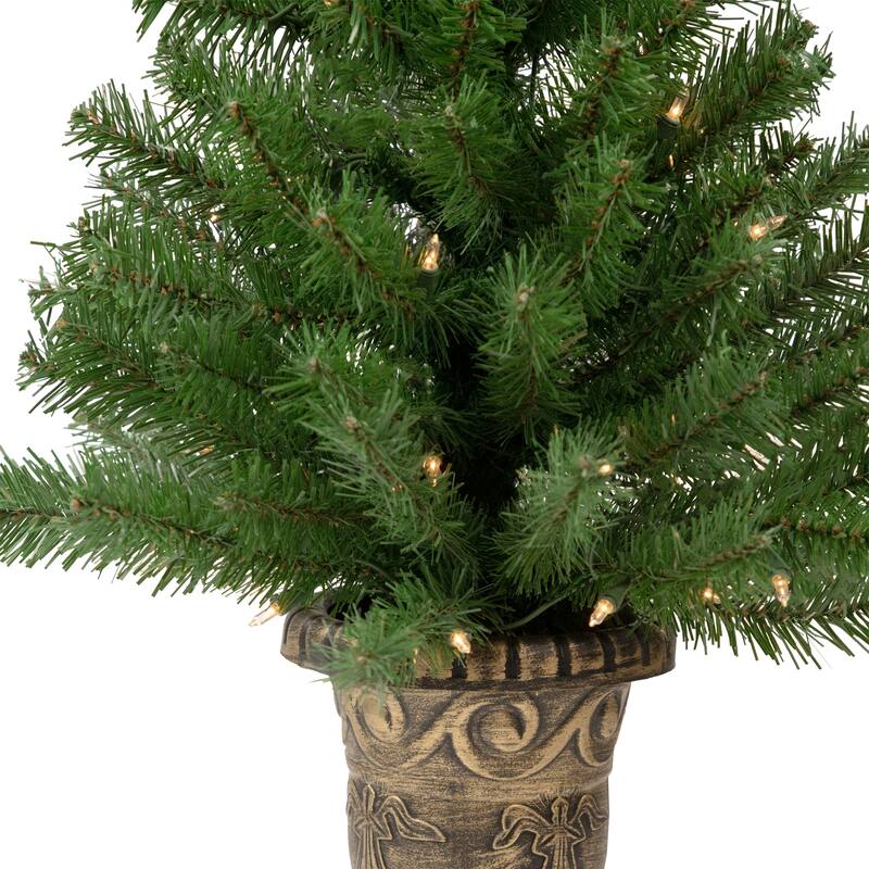 5-Piece Pre-Lit Artificial Wolcott Spruce Christmas Entryway Set - 4'