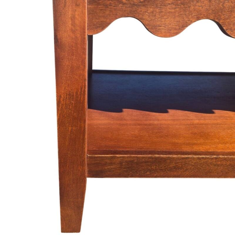 Carolina Chair & Table Scallop Coffee Table - Rectangular Mango Wood Side Table - Decorative Edge and Lower Shelf