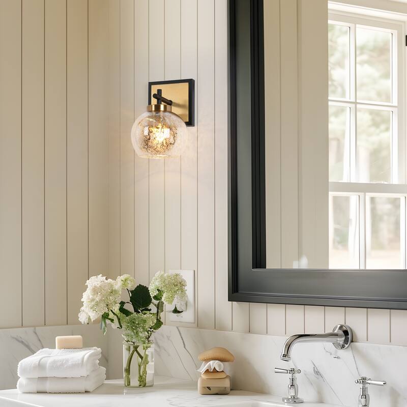 Modern 1/2/3/4-Light Black Gold Bathroom Vanity Lights Mercury Glass Wall Sconces