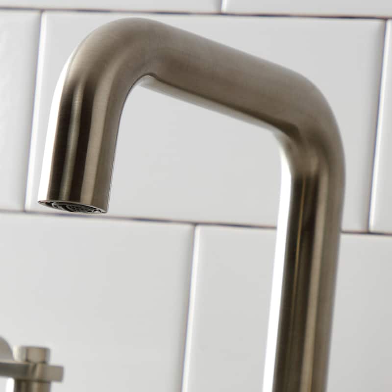 Kingston Brass Whitaker Two-Handle 3-Hole Deck Mount Widespread Bathroom Faucet with Push Pop-Up