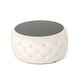 preview thumbnail 17 of 16, Chana Glam Velvet and Tempered Glass Coffee Table Ottoman by Christopher Knight Home beige + black