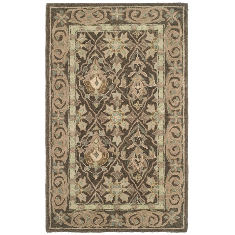 SAFAVIEH Handmade Anatolia Nicky Traditional Oriental Hand-spun Wool Rug - 4' x 6' - Brown/Beige